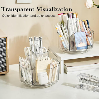 JIKIOU Acrylic Pen Holder, 360-Degree Rotating Pen Holder - Image 7