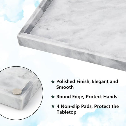 Real Natural Marble Tray for Bathroom, Kitchen and Desktop, Rectangle Genuine - Image 3