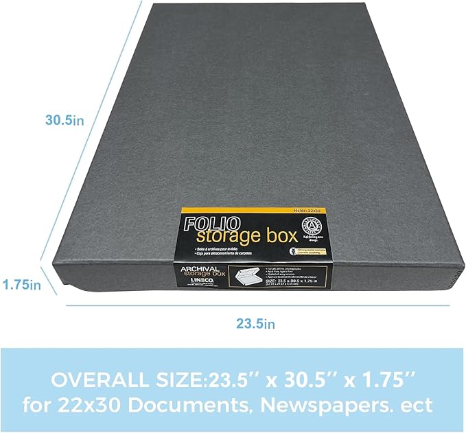 Lineco Clamshell Archival Storage Box, 23.5x30.5x1.75 Inch, Organize and Store - Image 2