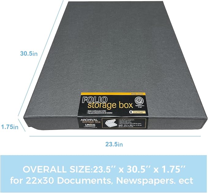 Lineco Clamshell Archival Storage Box, 23.5x30.5x1.75 Inch, Organize and Store - Image 2