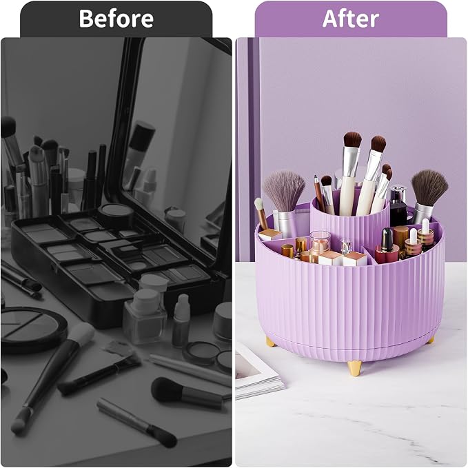 360° Rotate Makeup Brush Holder Organizer, Makeup Organizers Countertop - Image 7