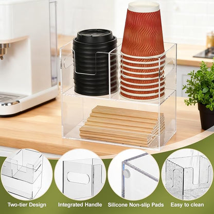 MYITYARD Coffee Cup Holder for Countertop, 2-Tier Clear Acrylic Cup Dispenser - Image 3