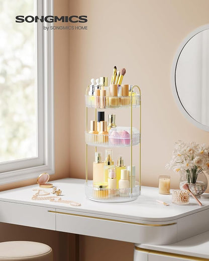 SONGMICS Makeup Organizer, 3-Tier Round Rotating Skincare Organizer Countertop - Image 2
