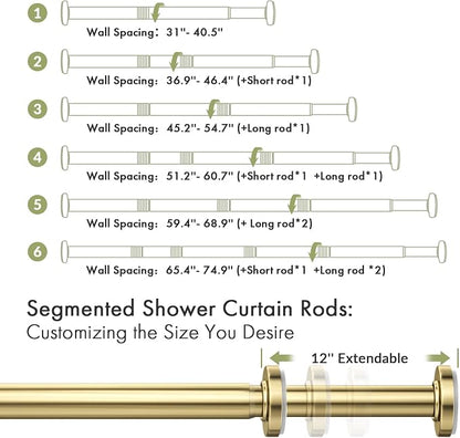 AmazerBath Spring Tension Shower Curtain Rod, 31-75 Inches Heavy Duty Tension - Image 2
