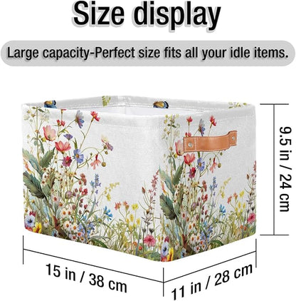 Pardick Basket Storage Bins Flower Floral Grass Rectangle Cube Basket Box Kids - Image 4