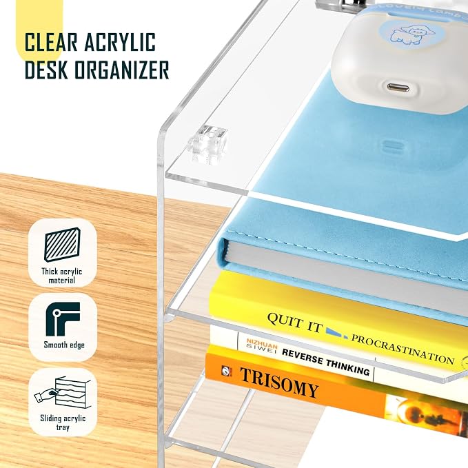 KKU 5 Tier Clear Acrylic Desk Organizer, Letter Tray Paper File Desk Organizer - Image 4