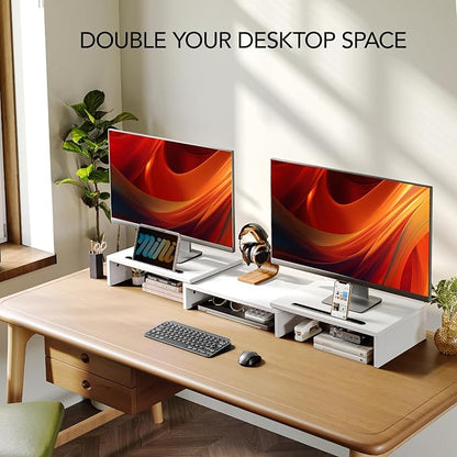 AMERIERGO Dual Monitor Stand Riser- 3 Shelf Screen Stand - Image 2