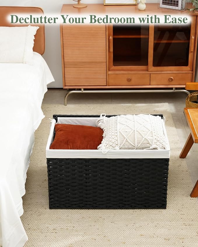 SETVSON Storage Basket with Lid Wicker Baskets - Image 7