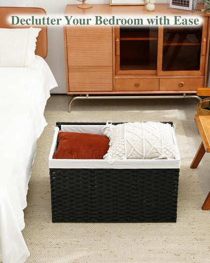 SETVSON Storage Basket with Lid Wicker Baskets - Image 7