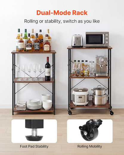VEVOR Kitchen Utility Cart, 3 Tier 23.7 in Microwave Stand Coffee Cart - Image 7