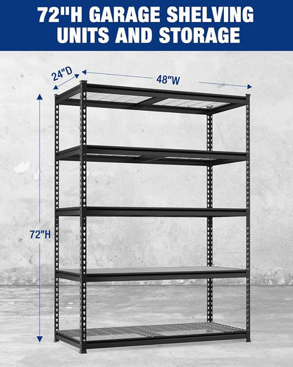 WORKPRO 5-Tier Heavy Duty Metal Shelving Unit, 72”H x 48”W x 24”D, Adjustable - Image 3