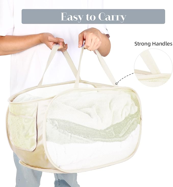 4 Pcs Durable Collapsible Laundry Baskets, Foldable Large Opening Pop Up - Image 5