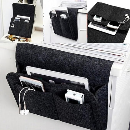 Bringsine 5 Pockets Bedside Caddy, Felt Bed Storage Organizer Hanging Bag Holder - Image 2