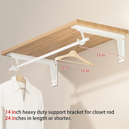 13.5x5.6 in Heavy Duty Closet Rod Support Bracket | 400lbs Capacity Sturdy Wall - Image 6