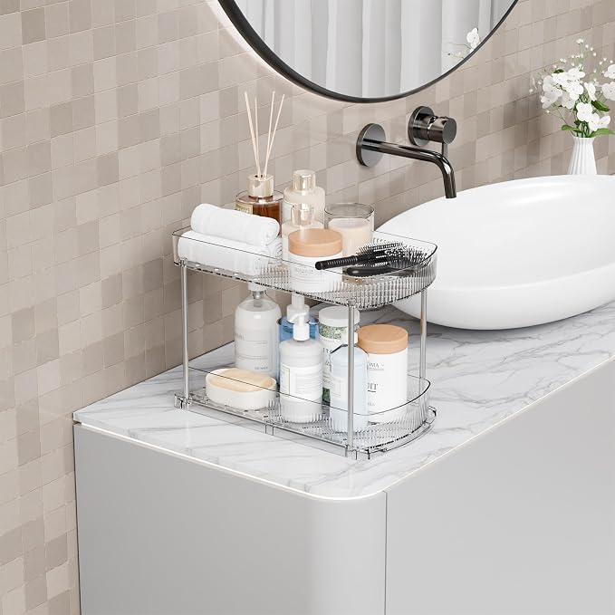 2 Pack Large Pull Out Bathroom Organizers and Storage, 2 Tier 12.8″ Tall - Image 7