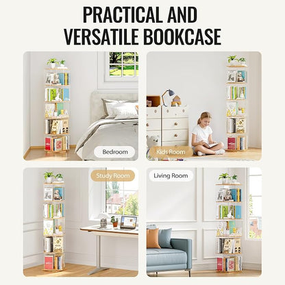 TAKEKIT 5-Tier Rotating Bookshelf, 360° Spinning Book Shelf Tower - Image 7