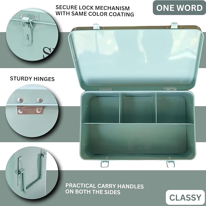 Large Modern Green Rectangular Metal Seed Storage Box - Image 4