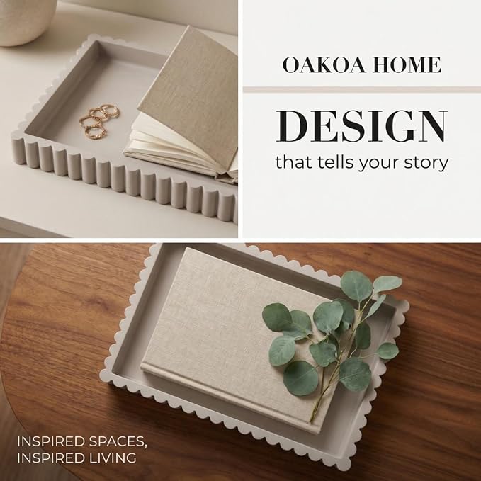 OAKOA Concrete Decorative Tray for Coffee Table Tray Decor - Image 5