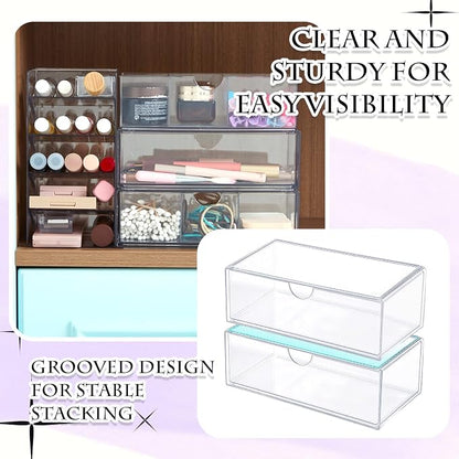 Kathfly 6 Pcs Medicine Cabinet Organizer Acrylic Stackable Clear Makeup - Image 4