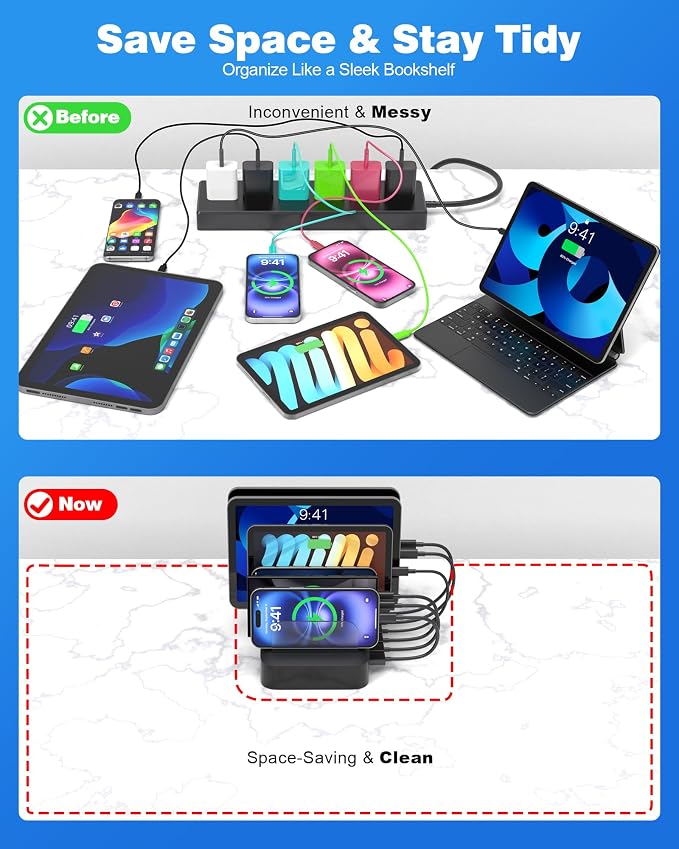MSTJRY Charging Station for Multiple Devices : 6 Port USB Charger Stations - Image 5