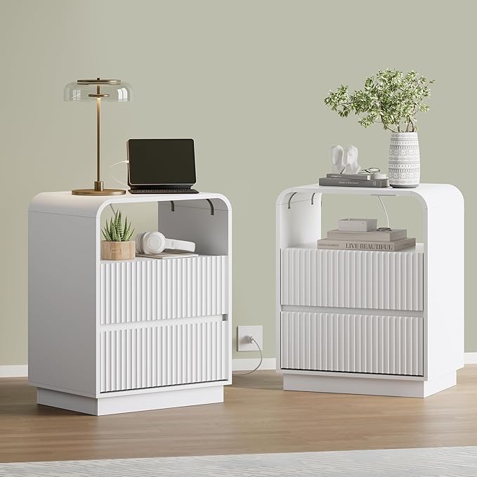 White Nightstands Set of 2 by WODEER