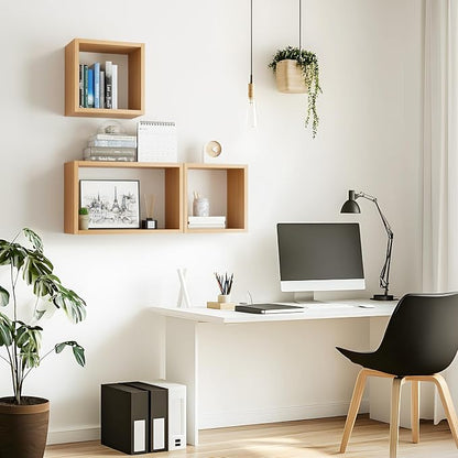 Wall Mount Shelf Set of 3, Floating Cube Shelves - Image 8