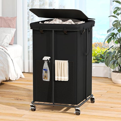 160L Laundry Hamper with Lid, Rolling Laundry Basket with Wheels, Large & Tall by OLLDIDE