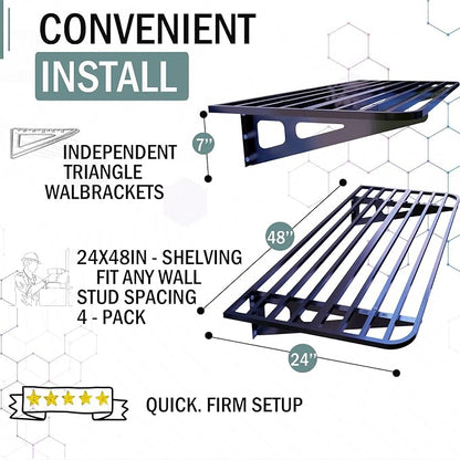 Garage Shelving Wall Mounted, Space-Saving Black - Image 4