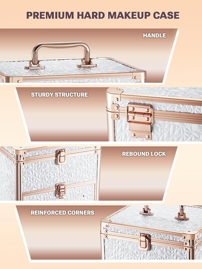 Qislee Makeup Box with Drawer and A Detachable Lighted Mirror, Waterproof - Image 4