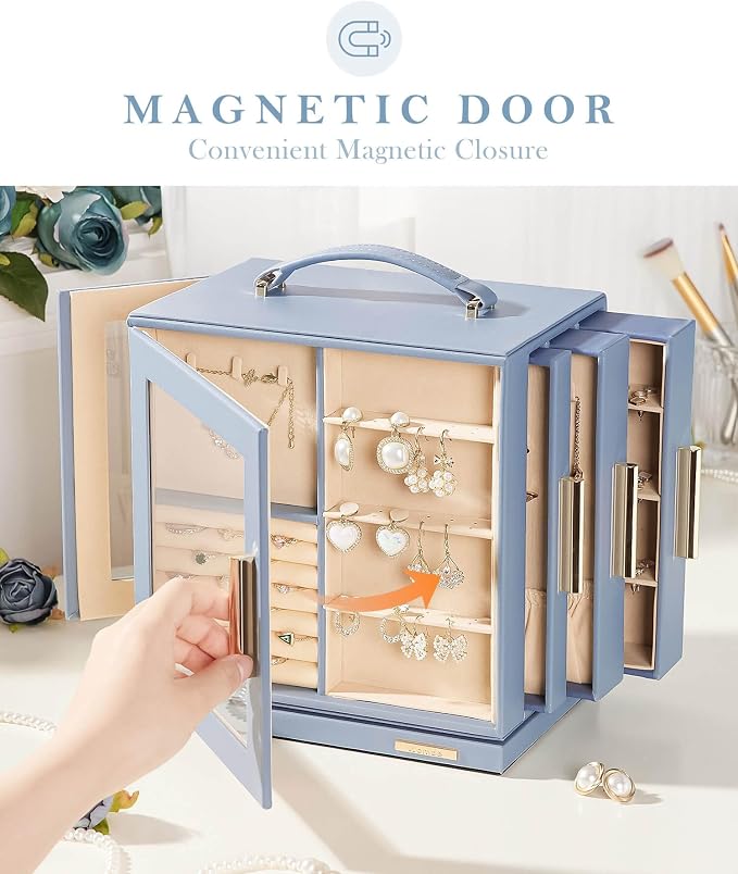 Homde Christmas Gifts Jewelry Box 360° Rotating, Necklace Earring Organizer - Image 7