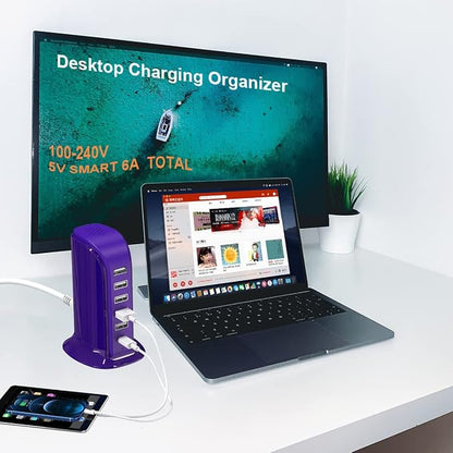 iPhone Charger Fast Charging Upoy, 6 Ports USB Blocks, Power Adapter 1 USB C + - Image 2