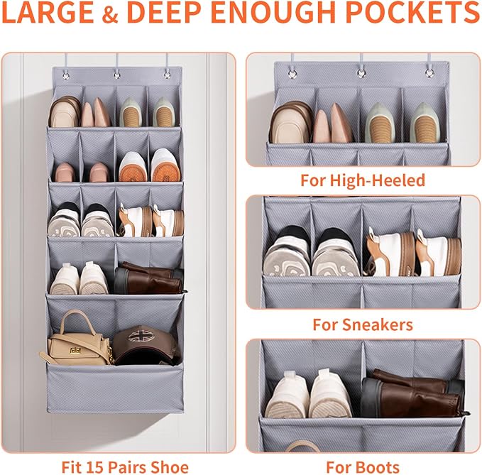 FENTEC 1 Pack Over-the-Door-Shoe-Organizers, Hanging Organizers - Image 4