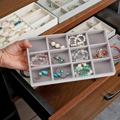 2Pcs 5 x 8.3 Inch Velvet Jewelry Trays Stackable Jewelry Organizer Removable - Image 6