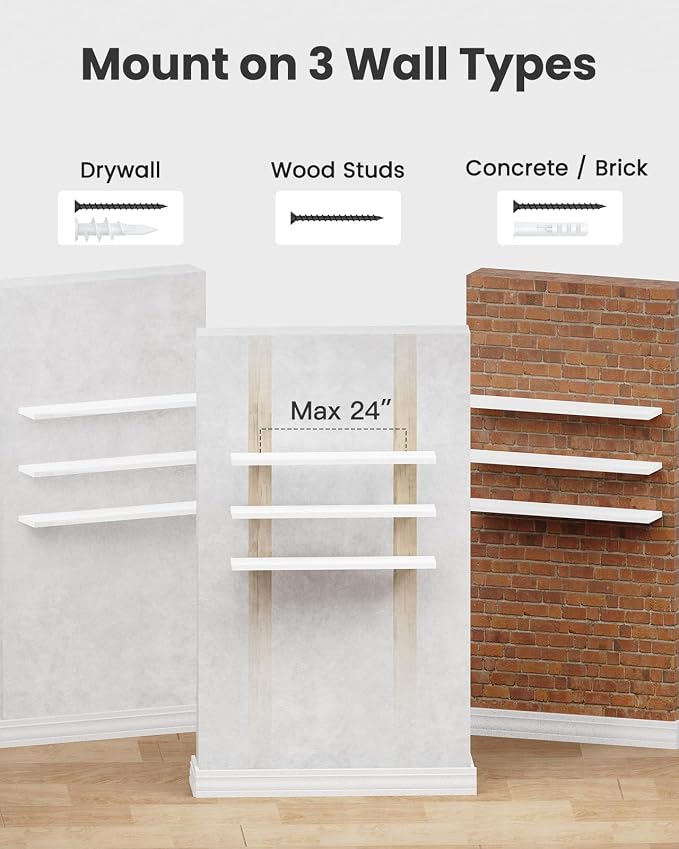 AMADA HOMEFURNISHING 47.2" L Floating Shelves, Wall Shelves Set of 3 - Image 8