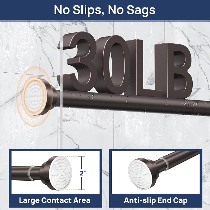 ENJOYBASICS 2 Pack Tension Curtain Rod, 32-66" Adjustable, Bronze | Secure Hold - Image 4