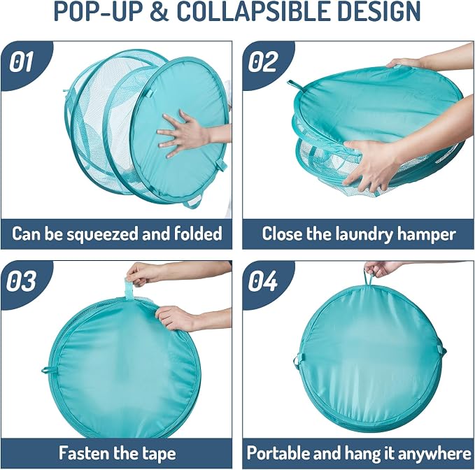 Mesh Popup Laundry Hamper 115L Collapsible Laundry Basket No Lid Extra Large - Image 6