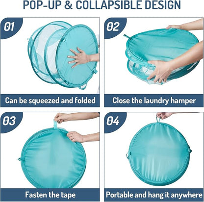 Mesh Popup Laundry Hamper 115L Collapsible Laundry Basket No Lid Extra Large - Image 6