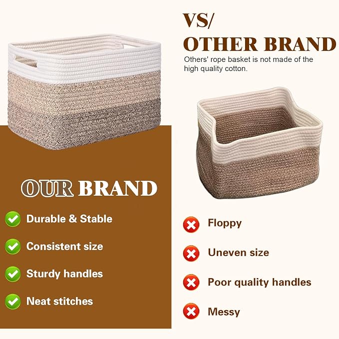 Storage Baskets for Organizing, 4 Pack Storage Baskets for Shelves, Woven - Image 4