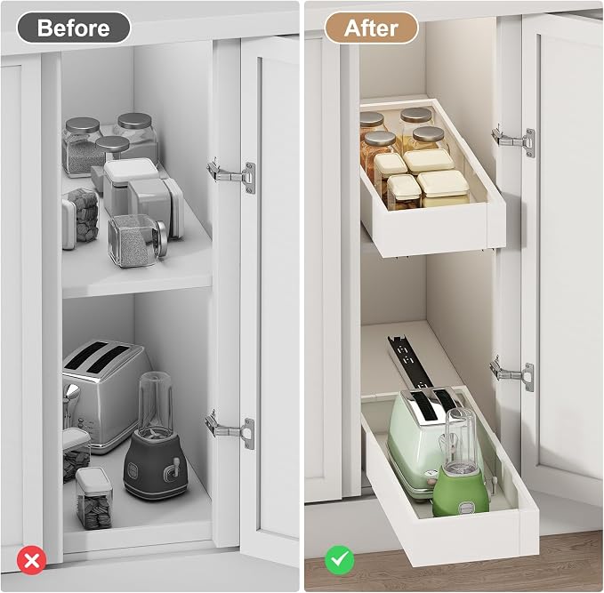 Pull out Cabinet Organizer, Expandable Width, Roll out Drawers, No Drill - Image 6