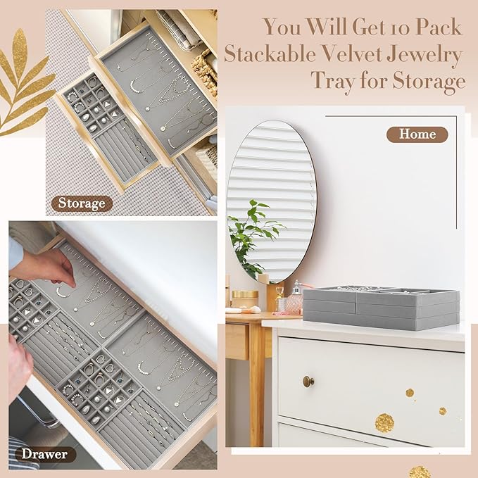 Cinnvoice Set of 10 Stackable Jewelry Organizer Trays - Image 5