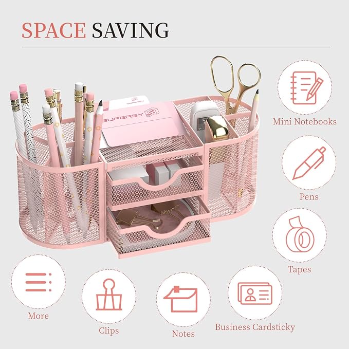 SUPEASY Mesh Desk Organizer, Desk Organizers and Accessories, Pen Holder - Image 4