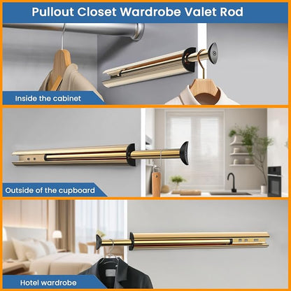 Valet Rod 14-Inch，Tenovel Pull-Out Closet Clothes Rust-Free Closet Hanging - Image 5