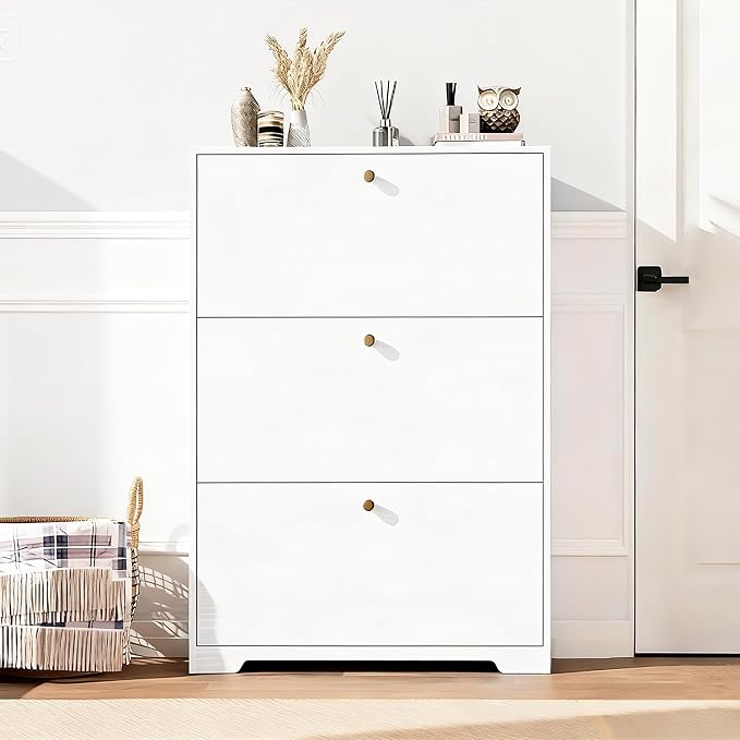 Nicetree Shoe Cabinet with 3 Flip Drawers, Modern Entryway Organizer, - Image 7