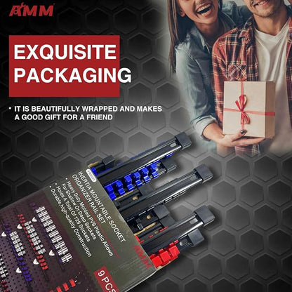AMM 9-Piece Socket Organizer, 1/2 inch, 3/8 inch and 1/4 inch Drive ABS - Image 8