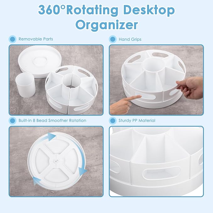 Art Supplies Organizer, Extra Large 360° Rotating Desk Organizer - Image 4