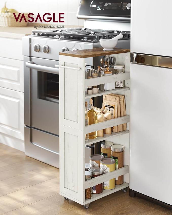 VASAGLE 4-Tier Slide-Out Storage Cart, Slim Kitchen Cart - Image 2