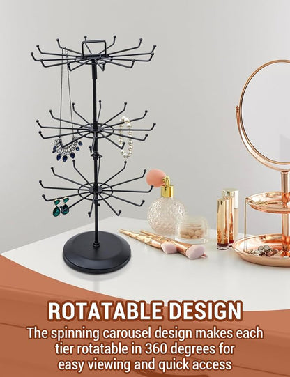 MyGift 3 Tier Classic Large Black Metal Jewelry Tree Holder Organizer - Image 2
