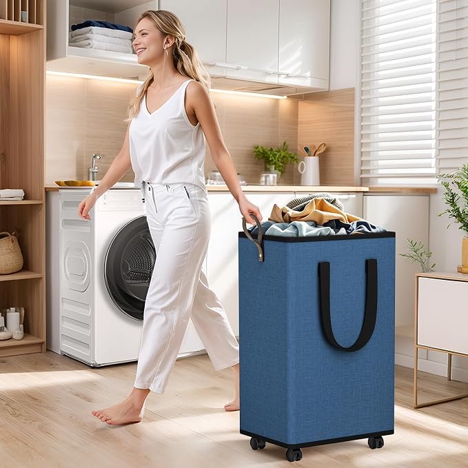 SpaceTrove Laundry Basket with Wheels, Collapsible Laundry Baskets, Laundry - Image 6