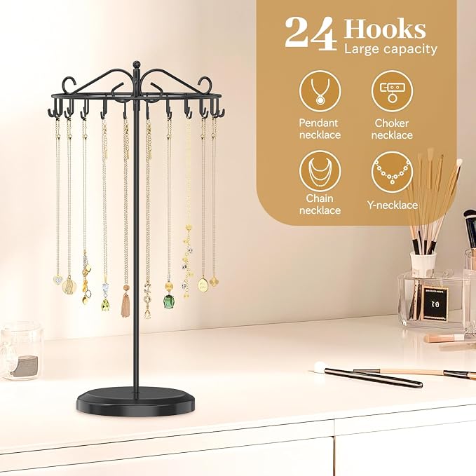 MODOWEY Rotating Necklace Holder Organizer Display Stand - Image 6