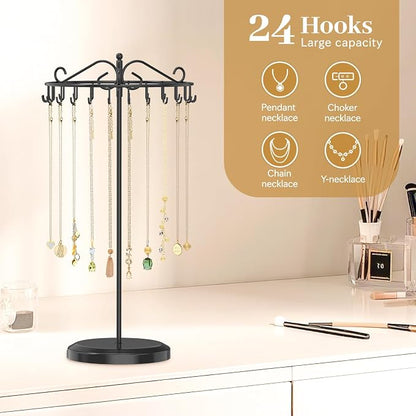 MODOWEY Rotating Necklace Holder Organizer Display Stand - Image 6